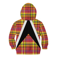 Saint Lucia Creole Day Kid Hoodie Madras Pattern Flag Style