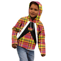 Saint Lucia Creole Day Kid Hoodie Madras Pattern Flag Style