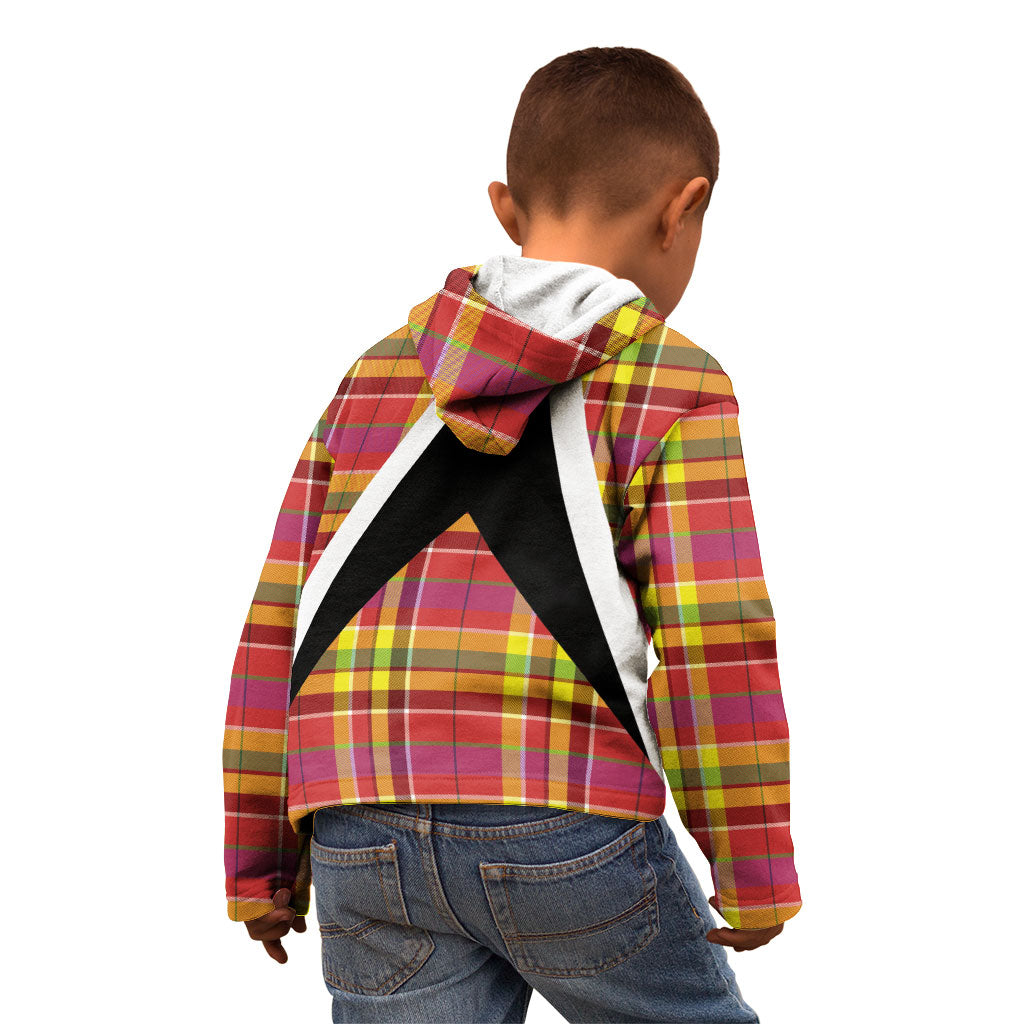 Saint Lucia Creole Day Kid Hoodie Madras Pattern Flag Style
