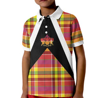 Saint Lucia Creole Day Kid Polo Shirt Madras Pattern Flag Style