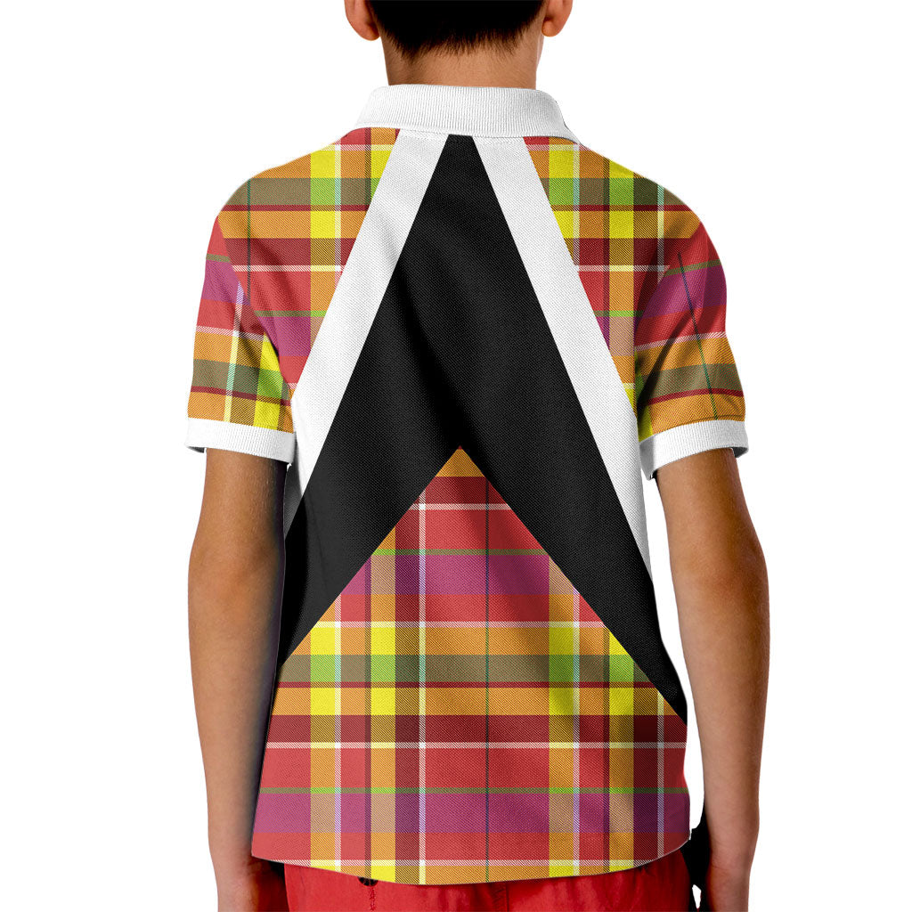 Saint Lucia Creole Day Kid Polo Shirt Madras Pattern Flag Style