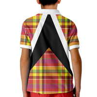 Saint Lucia Creole Day Kid Polo Shirt Madras Pattern Flag Style