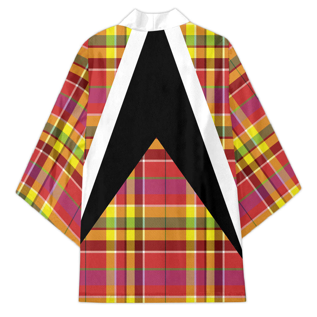 Saint Lucia Creole Day Kimono Madras Pattern Flag Style