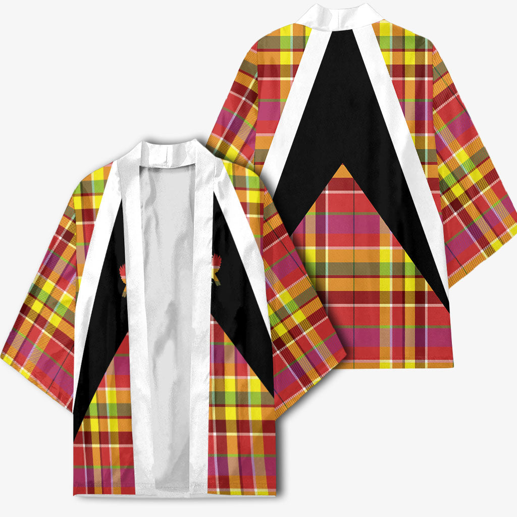 Saint Lucia Creole Day Kimono Madras Pattern Flag Style