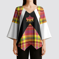 Saint Lucia Creole Day Kimono Sleeve Blouse Madras Pattern Flag Style