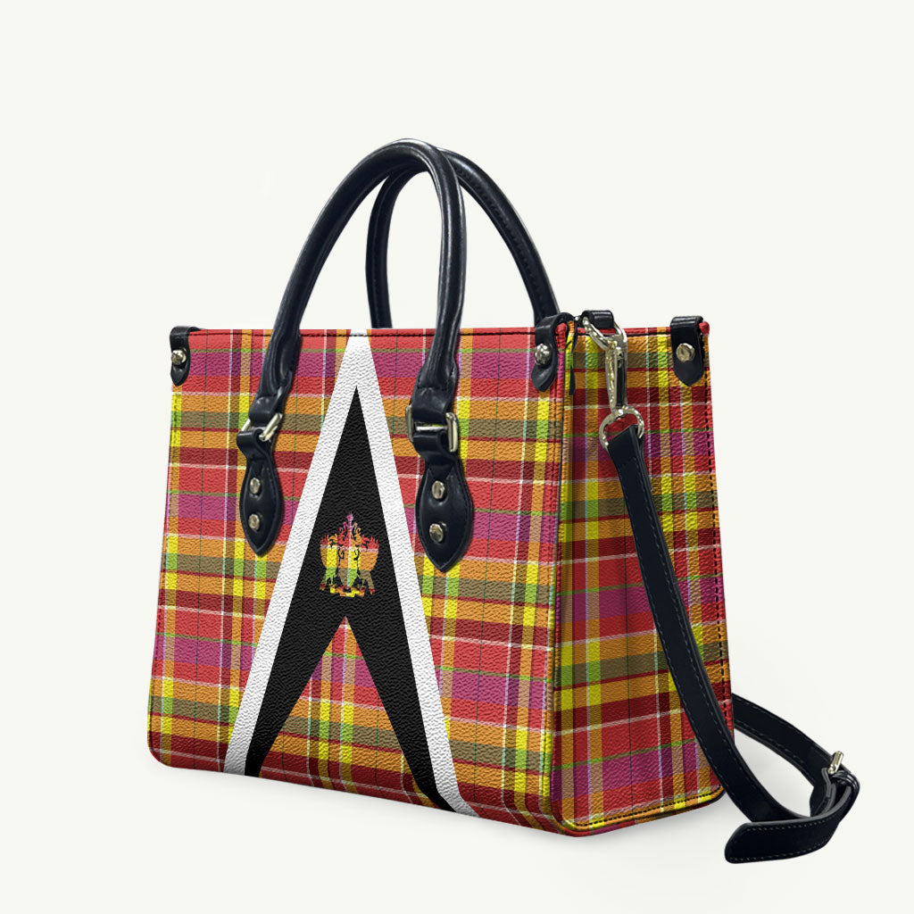 Saint Lucia Creole Day Leather Bag Madras Pattern Flag Style