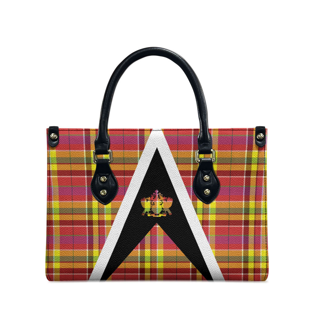 Saint Lucia Creole Day Leather Bag Madras Pattern Flag Style