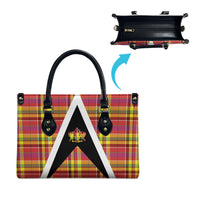 Saint Lucia Creole Day Leather Bag Madras Pattern Flag Style