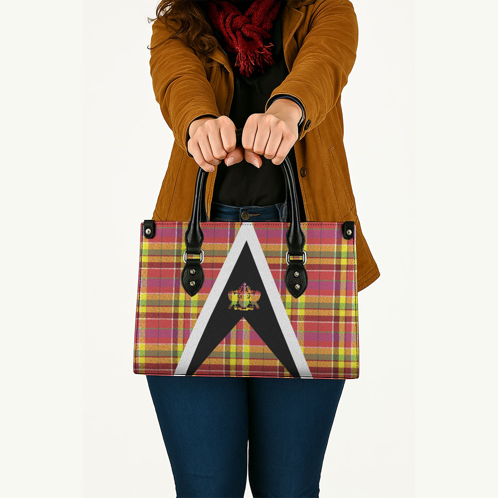 Saint Lucia Creole Day Leather Bag Madras Pattern Flag Style