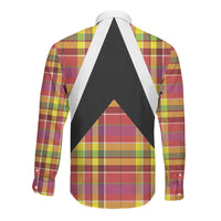 Saint Lucia Creole Day Long Sleeve Button Shirt Madras Pattern Flag Style