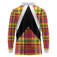 Saint Lucia Creole Day Long Sleeve Polo Shirt Madras Pattern Flag Style
