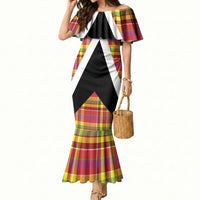 Saint Lucia Creole Day Mermaid Dress Madras Pattern Flag Style