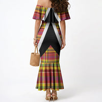 Saint Lucia Creole Day Mermaid Dress Madras Pattern Flag Style
