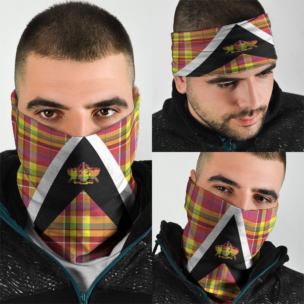 Saint Lucia Creole Day Neck Gaiter Madras Pattern Flag Style