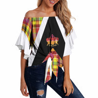 Saint Lucia Creole Day Off Shoulder Wrap Waist Top Madras Pattern Flag Style