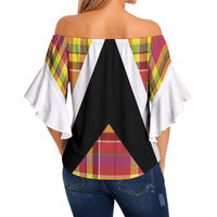 Saint Lucia Creole Day Off Shoulder Wrap Waist Top Madras Pattern Flag Style