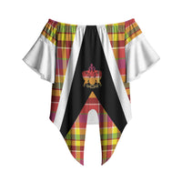 Saint Lucia Creole Day Off Shoulder Wrap Waist Top Madras Pattern Flag Style