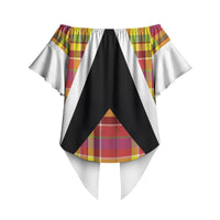 Saint Lucia Creole Day Off Shoulder Wrap Waist Top Madras Pattern Flag Style