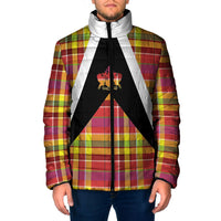 Saint Lucia Creole Day Padded Jacket Madras Pattern Flag Style