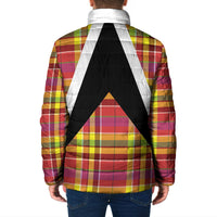 Saint Lucia Creole Day Padded Jacket Madras Pattern Flag Style