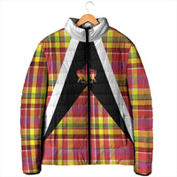 Saint Lucia Creole Day Padded Jacket Madras Pattern Flag Style