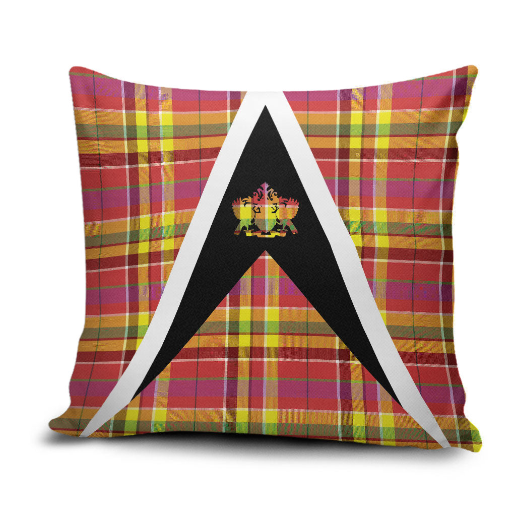 Saint Lucia Creole Day Pillow Cover Madras Pattern Flag Style