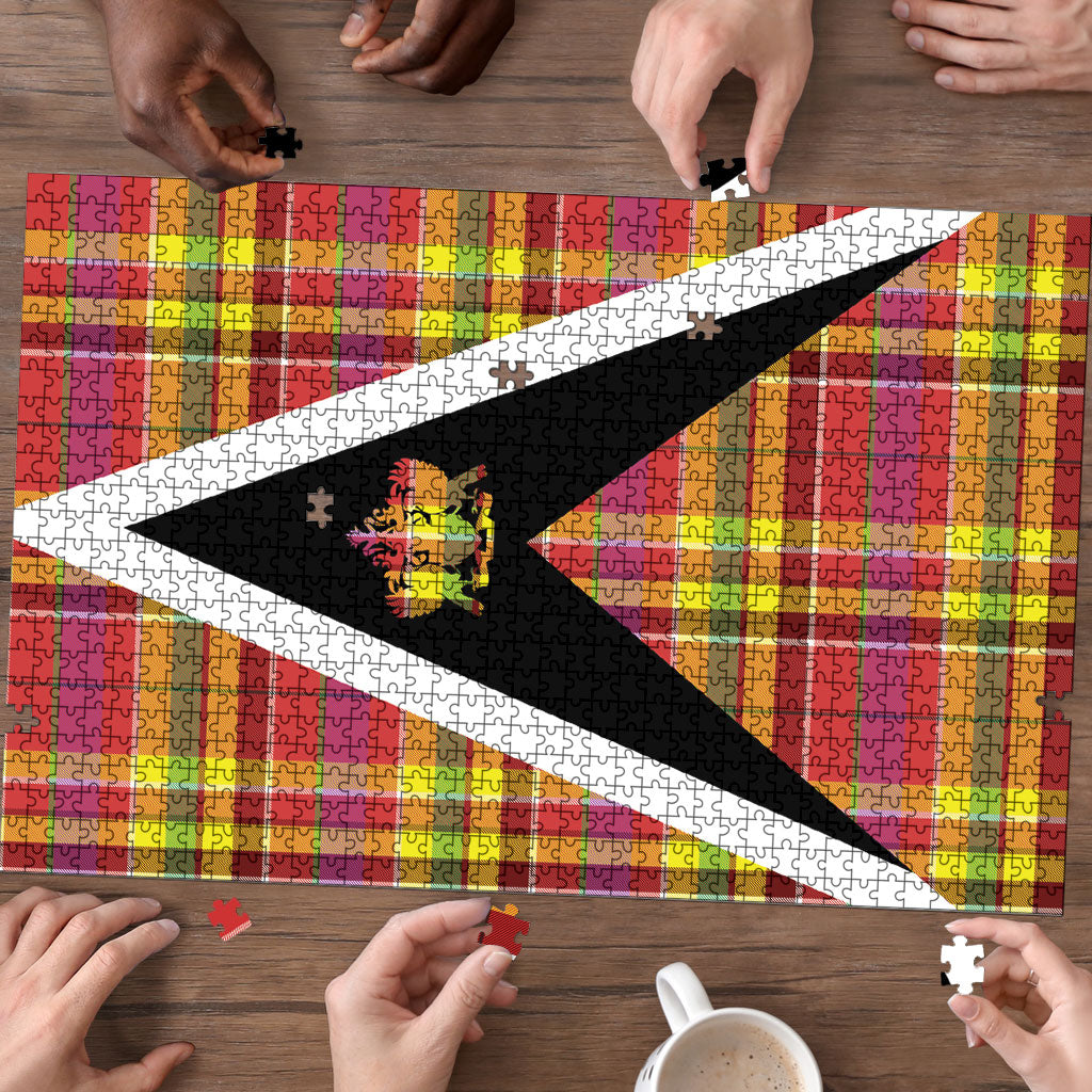 Saint Lucia Creole Day Puzzle Madras Pattern Flag Style