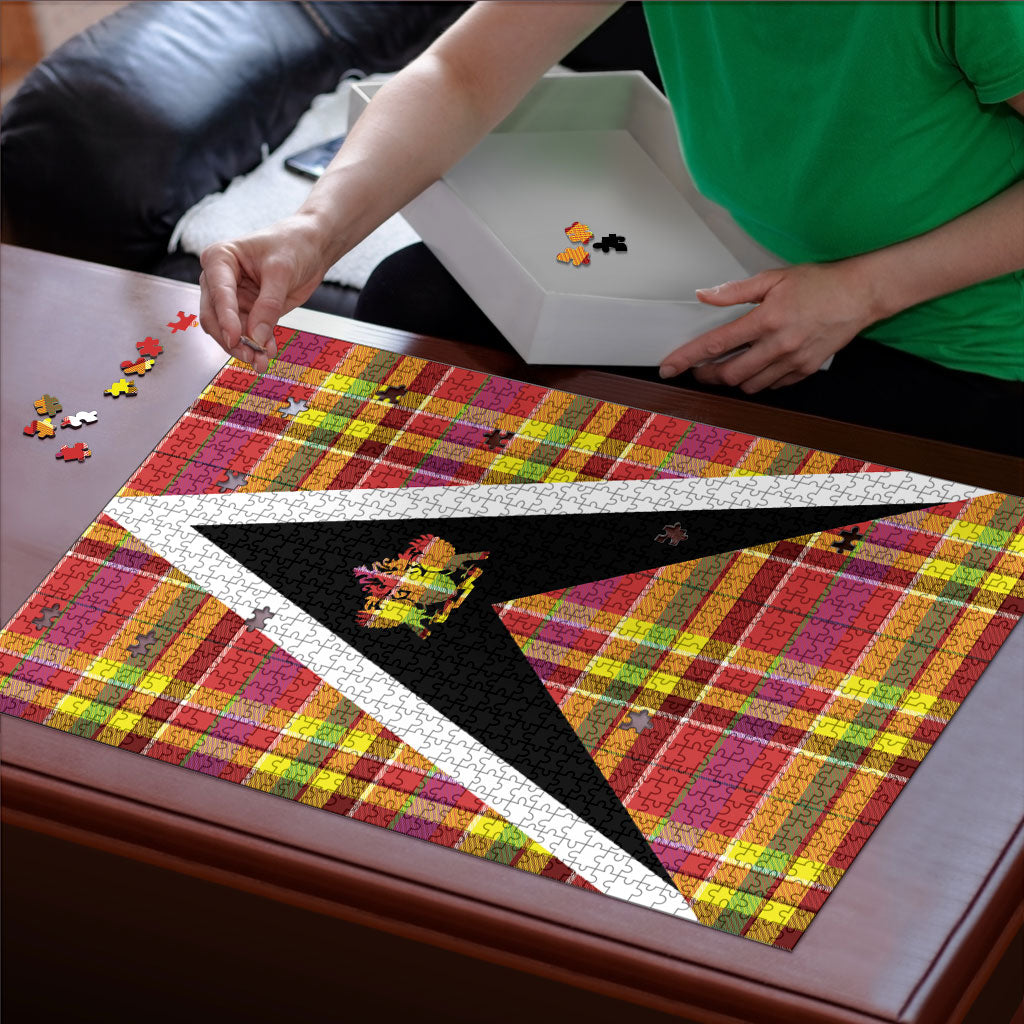Saint Lucia Creole Day Puzzle Madras Pattern Flag Style