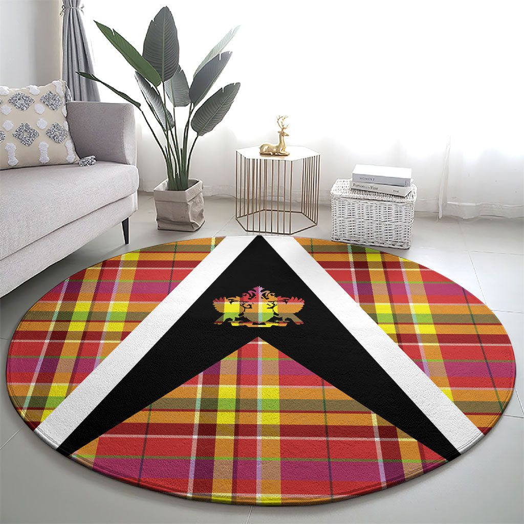Saint Lucia Creole Day Round Carpet Madras Pattern Flag Style