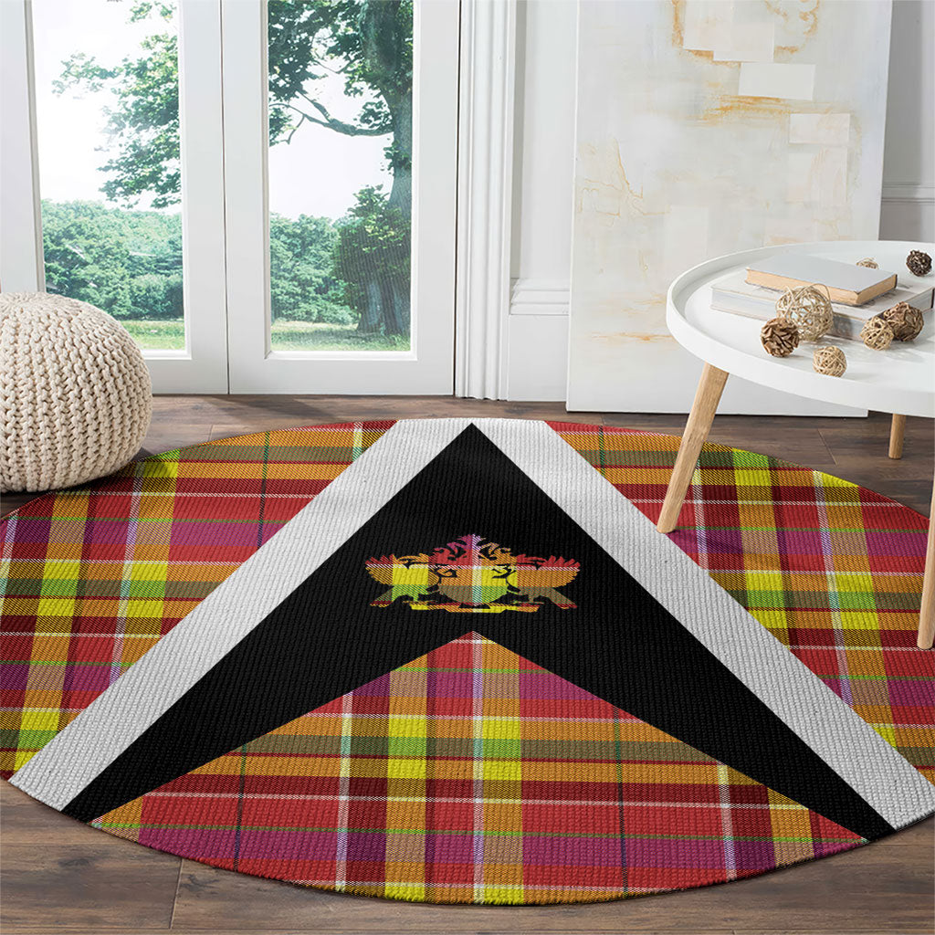 Saint Lucia Creole Day Round Carpet Madras Pattern Flag Style