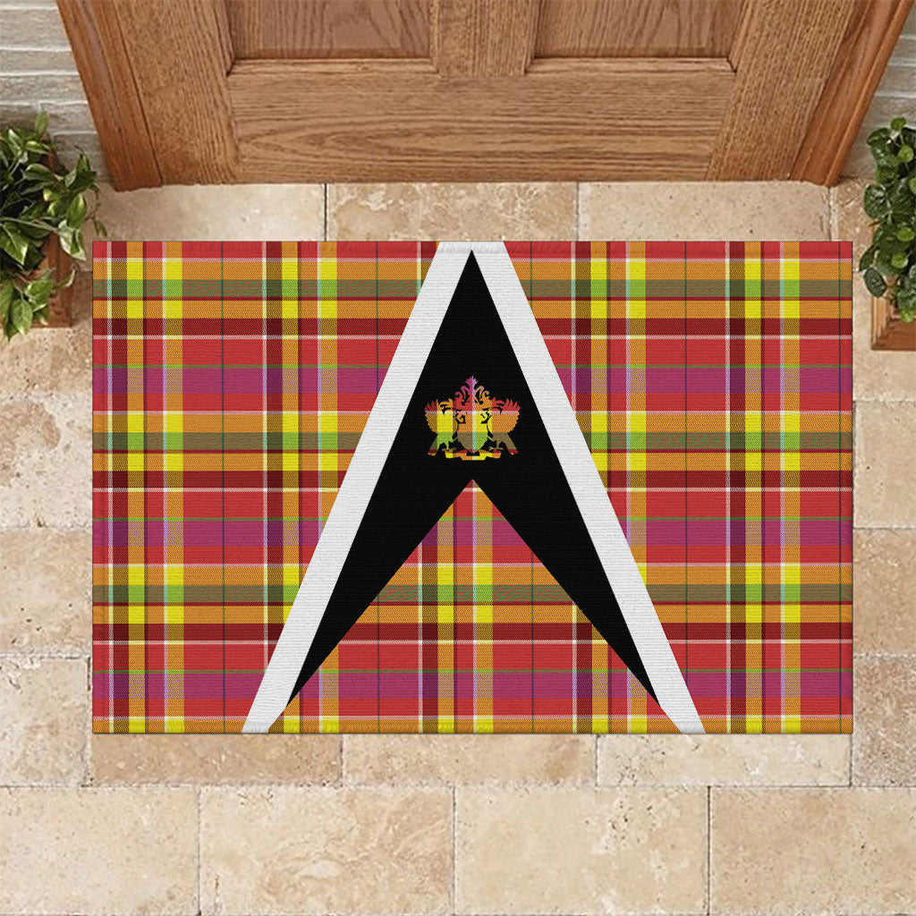 Saint Lucia Creole Day Rubber Doormat Madras Pattern Flag Style