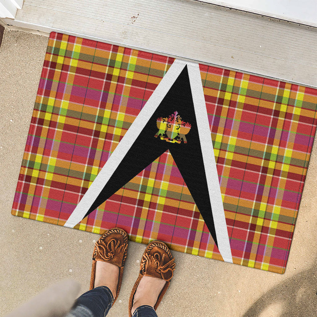 Saint Lucia Creole Day Rubber Doormat Madras Pattern Flag Style