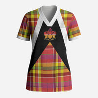 Saint Lucia Creole Day Scrub Top Madras Pattern Flag Style