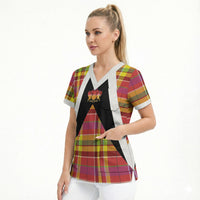 Saint Lucia Creole Day Scrub Top Madras Pattern Flag Style