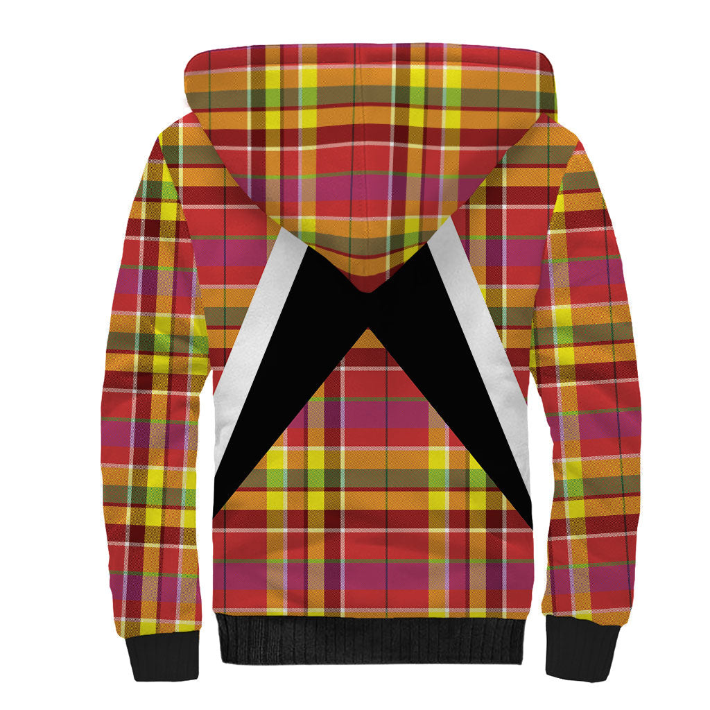 Saint Lucia Creole Day Sherpa Hoodie Madras Pattern Flag Style