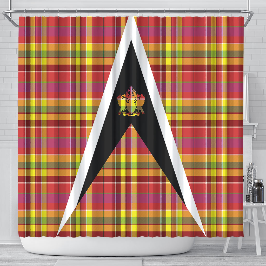 Saint Lucia Creole Day Shower Curtain Madras Pattern Flag Style