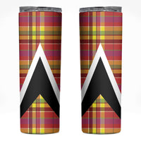 Saint Lucia Creole Day Skinny Tumbler Madras Pattern Flag Style