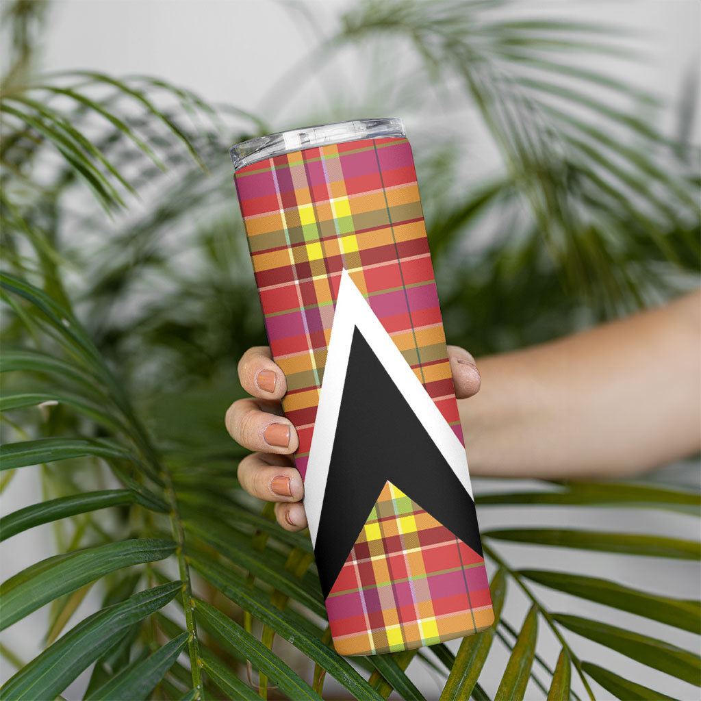 Saint Lucia Creole Day Skinny Tumbler Madras Pattern Flag Style