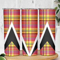 Saint Lucia Creole Day Skinny Tumbler Madras Pattern Flag Style