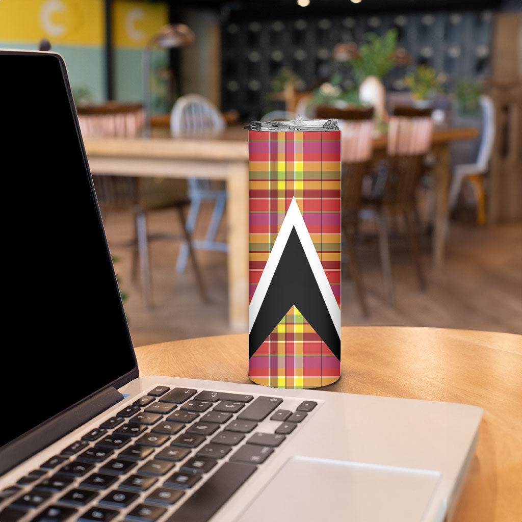 Saint Lucia Creole Day Skinny Tumbler Madras Pattern Flag Style