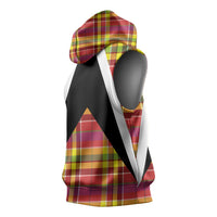Saint Lucia Creole Day Sleeveless Hoodie Madras Pattern Flag Style