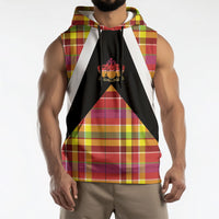 Saint Lucia Creole Day Sleeveless Hoodie Madras Pattern Flag Style