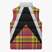 Saint Lucia Creole Day Sleeveless Puffer Jacket Madras Pattern Flag Style