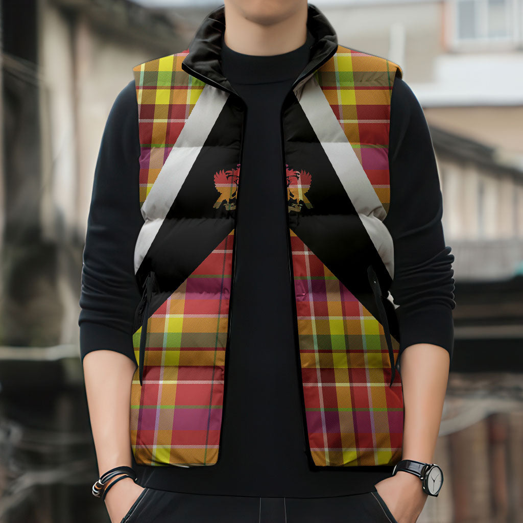 Saint Lucia Creole Day Sleeveless Puffer Jacket Madras Pattern Flag Style