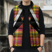 Saint Lucia Creole Day Sleeveless Puffer Jacket Madras Pattern Flag Style