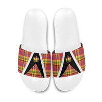 Saint Lucia Creole Day Slide Sandals Madras Pattern Flag Style