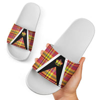 Saint Lucia Creole Day Slide Sandals Madras Pattern Flag Style