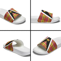 Saint Lucia Creole Day Slide Sandals Madras Pattern Flag Style