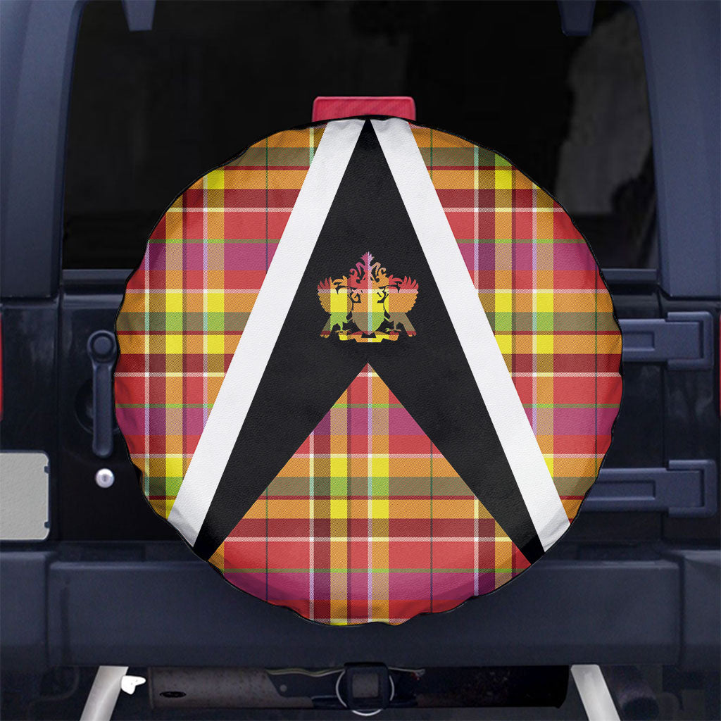 Saint Lucia Creole Day Spare Tire Cover Madras Pattern Flag Style
