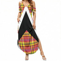 Saint Lucia Creole Day Summer Maxi Dress Madras Pattern Flag Style
